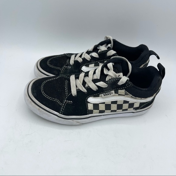 Vans Canvas Suede Kids Black White Checker Lace Up Sneaker Shoe Size 2 - Picture 1 of 6